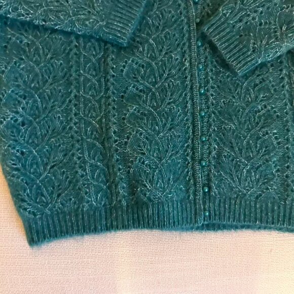 BEST Sezane Lison Cardigan XS/S/M Emerald Green French Knit Causal Wool - Picture 6 of 10